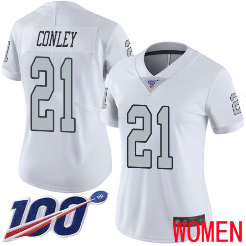 Oakland Raiders Limited White Women Gareon Conley Jersey NFL Football #21 100th Season Rush Vapor Jersey->youth nfl jersey->Youth Jersey